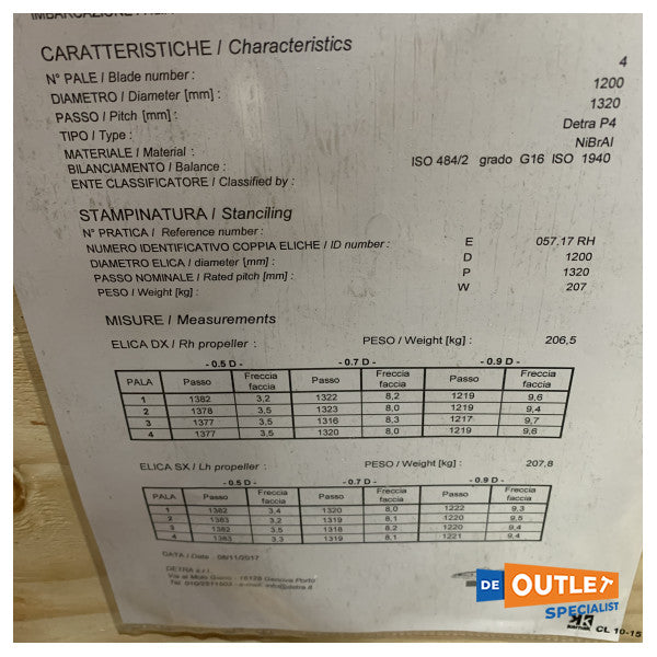 Detra 4-blade nibral propeller M84-M86 D1200 x P1350 Z4 SX - 21519H