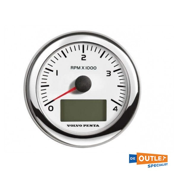 ボルボ ペンタ EVC タコメーター 4000 RPM ホワイト 85 mm - 21628159