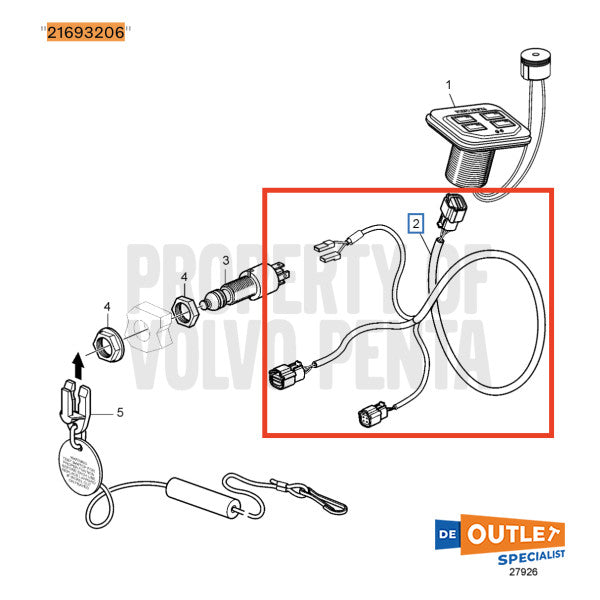 Volvo Penta Evc E -Key Cable de conexión gemela con cordón - 21693206