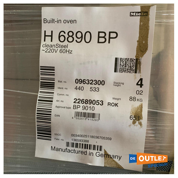 Miele H6890bp de acero limpio 90 cm construido en horno combinado 220V - 60Hz