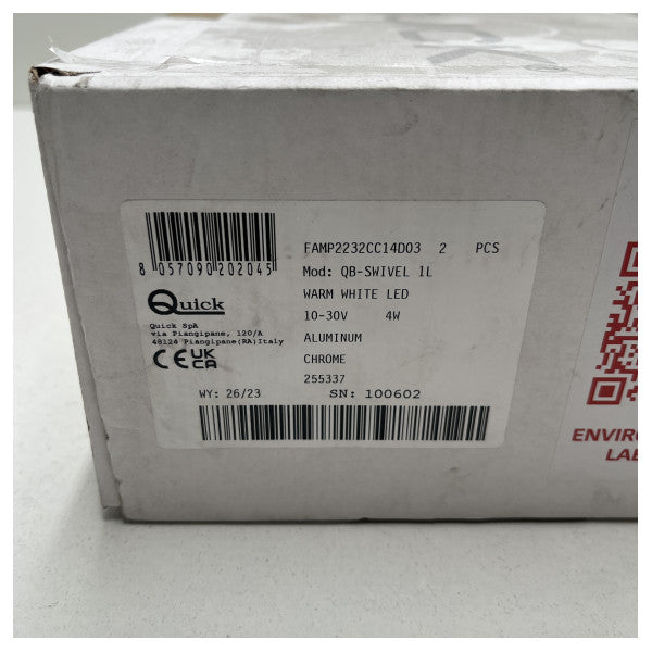 Quick QB-SWIVEL 1L acciaio inox Illuminazione a LED 12/24V