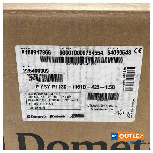 Dometic Scot P112S 海水チルド空調ポンプ - 9108917866