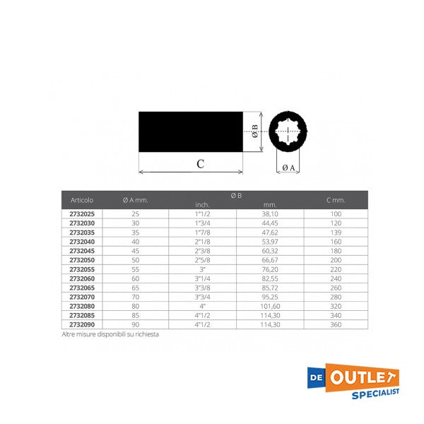 Brončani univerzalni ležajevi 70 mm / Ležaj osovine - 2732070