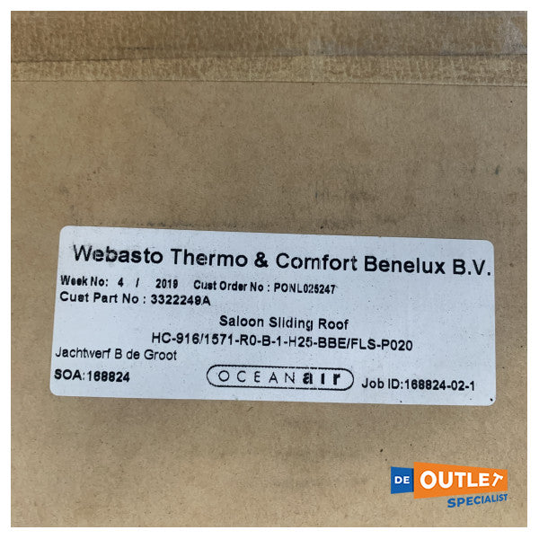 Webasto Ocean Air Saloon Electric Sliding Roof System 916 X 1571 - 3322249A