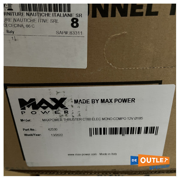 Pędnik dziobowy Max Power CT60 60 KGF | 185 mm | 12V - 42530