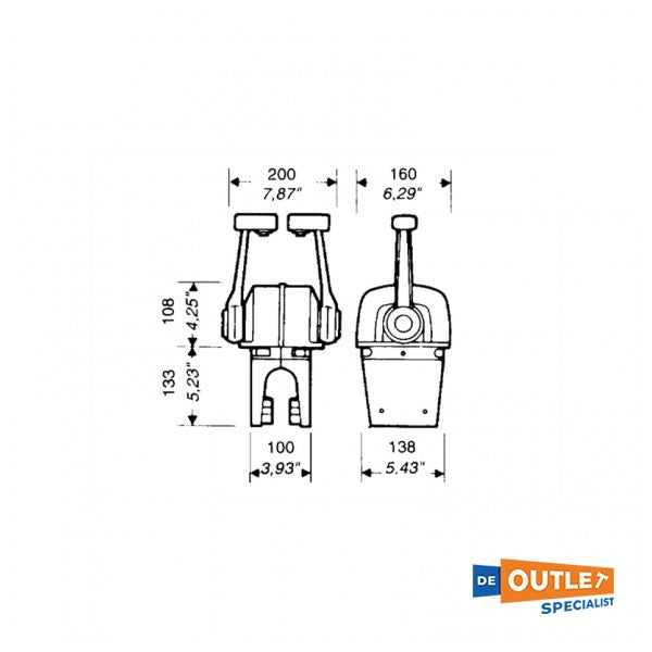 Ultraflex B79 Boîte de commande à double moteur / poignée de papillon noir