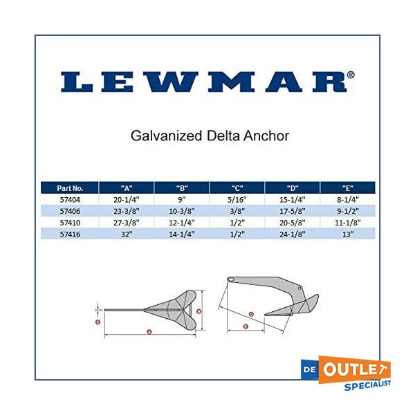 Lewmar Delta 6 kg de anclaje galvanizado - 0057406