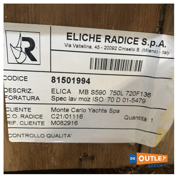 Пропелер Eliche Radice 5-лопатевий нібрал 750 x 810 DX RH70 S5 90 ST-5MA