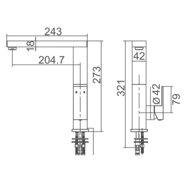 Miscelatore monocomando per lavello Elka Zen con bocca girevole - 60011