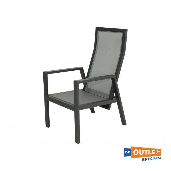 Garden Impressions Altata verstelbare tuinstoel aluminium antraciet met kussens