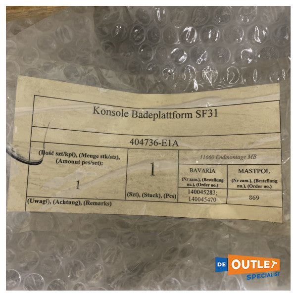 Bavaria 44 HT rustfrit stål fast badeplatformsbeslag - 820038408