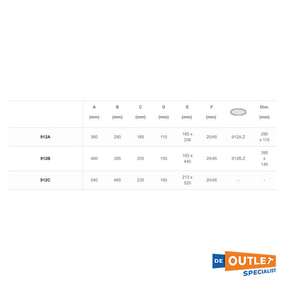 فوريستي سواردي فتحة كوة بيضاوية من الألومنيوم 460 × 205 - 912B