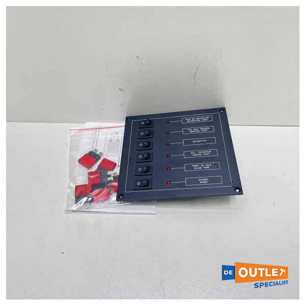 Painel de interruptores de 6 vias Amoit com interruptores 10A | 12V - 93004