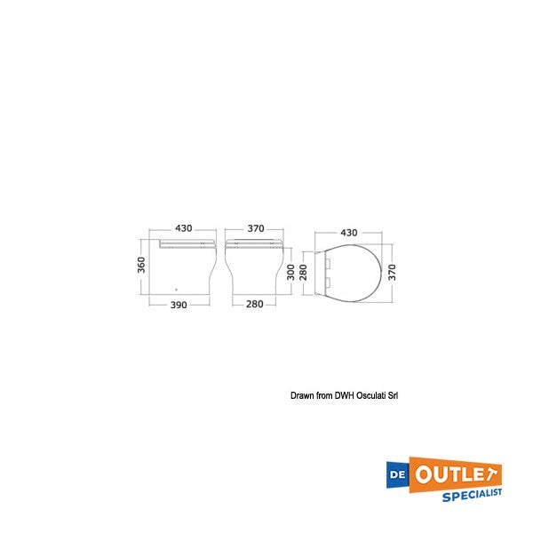 Tecma elegance 2g kort elektrisk skip toalett med myke nære briller