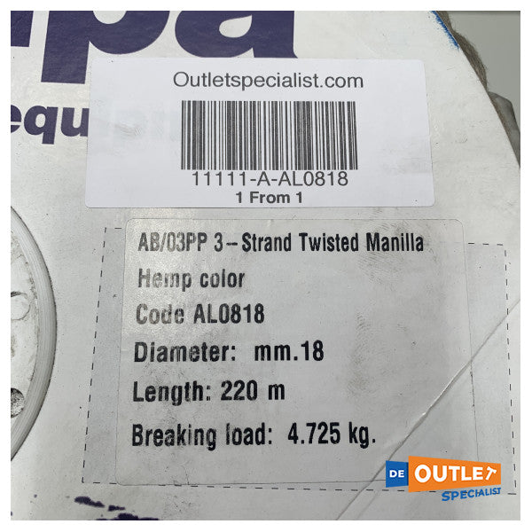 Irrombla Allpa 3 -Stenged Line 18 mm Polypropolene 220 m Brown - AL0818