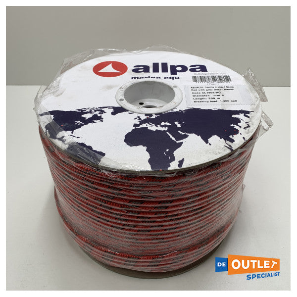 Allpa Allcord 8 mm çift örgülü halat rulosu kırmızı 200 m - AL1908/RO