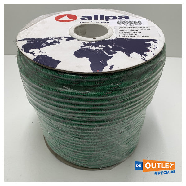 Rulle Allpa Allcord 10 mm dobbeltflettet line 10 mm - 200 m grøn