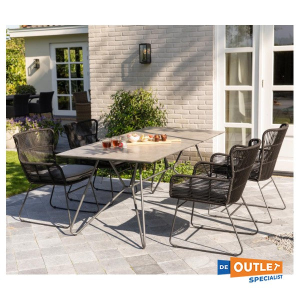 Exotan Grace tuintafel betonlook 180 x 100 cm antraciet met stalen frame