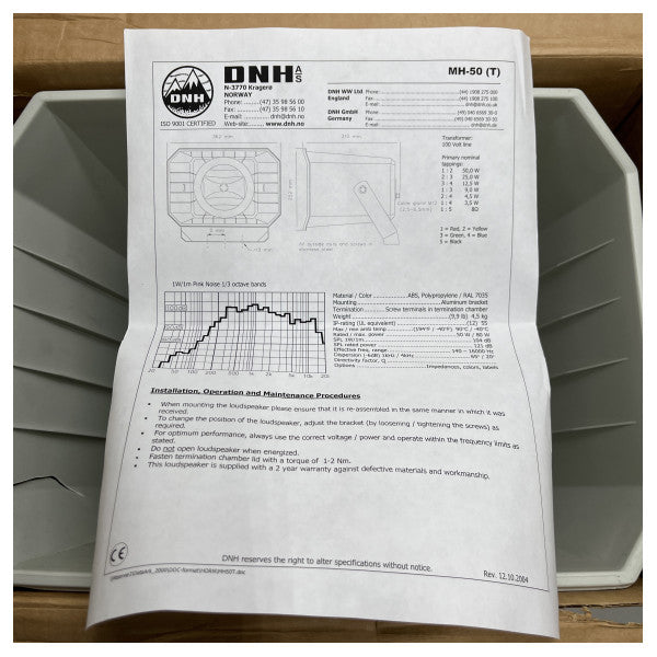 Buzina para altifalante DNH MH-50T 8 Ohm 120 dB SPL - 464001