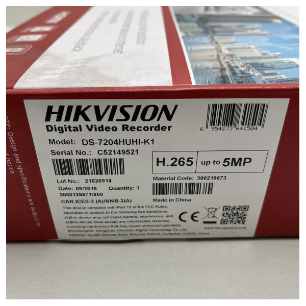 Gravador DVR de 4 canais Hikvision CCTV DS-7204HUHI-F1