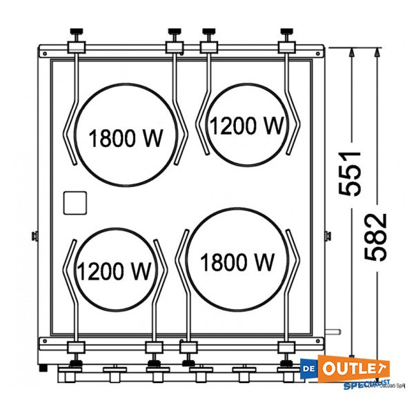 Techimpex Horizon 4 4-burner electric cooker oven / Grill