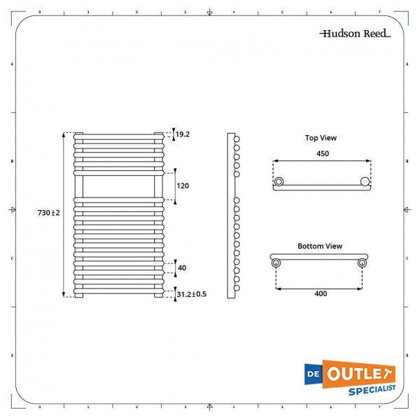 Hudson Reed Elektrische handdoek radiator chroom 73 x 45 cm