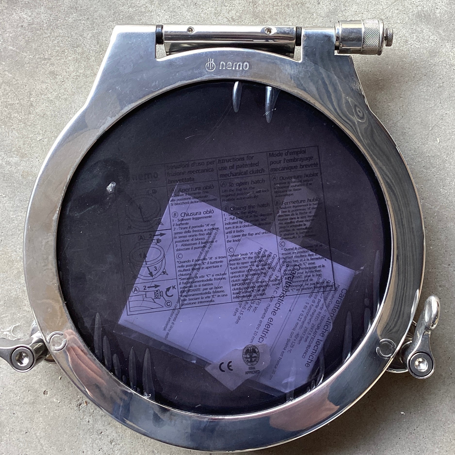 Hatche d'ouverture en acier inoxydable NEMO / hublot 300 mm - 218 850/70