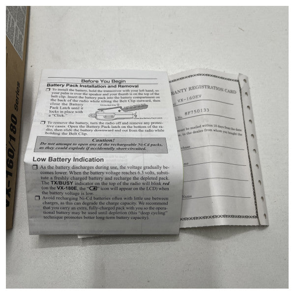 Vertex Standard UHF 2-way handheld VX160 VHF