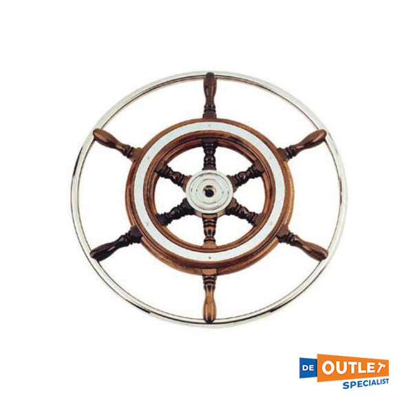 عجلة قيادة ألبا من الفولاذ المقاوم للصدأ نوع 3 | 60 سم من خشب الماهوجني
