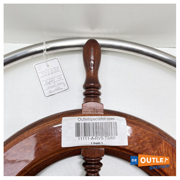 عجلة قيادة ألبا من الفولاذ المقاوم للصدأ نوع 3 | 60 سم من خشب الماهوجني