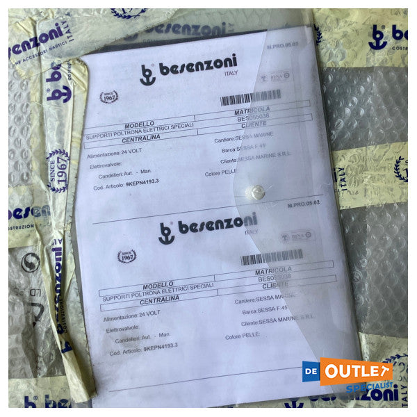 Besenzoni S494 алуминиева електрическа седалка с регулируема двойна опора 24V