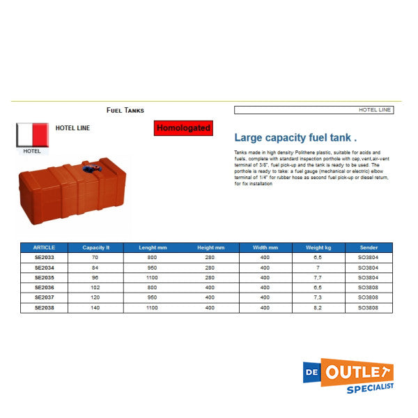CAN SE2036 high capacity fuel tank 102L red