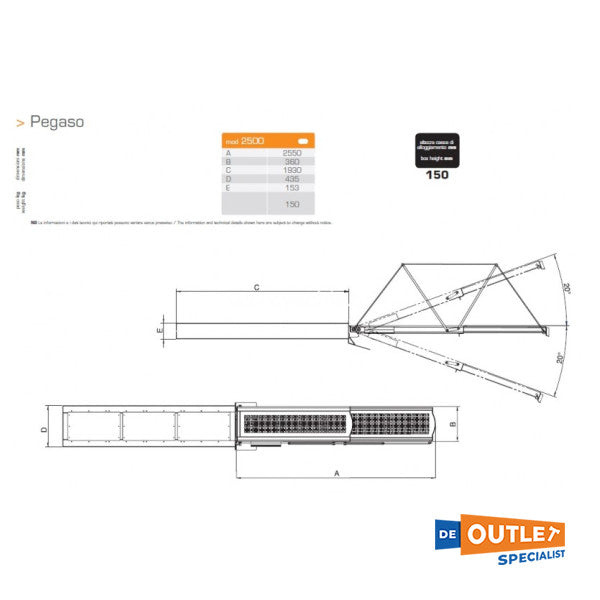 Pegaso 2500 Hydraulic Box Passerelle Length 2.5 meters 12/24V