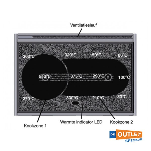 Wallas Diesel Kooktoestel inbouw type 85 DT 2-pits