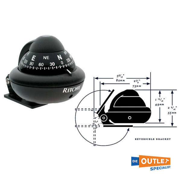 Ritchie X-10 Спортна рибарска скоба компас черен