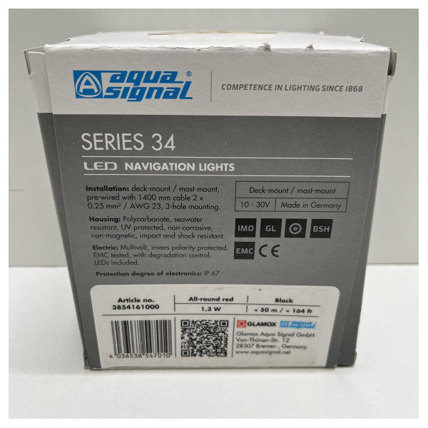 アクアシグナルシリーズ 34 LED RED オールラウンドナビゲーションライト 12/24V - 3854161000