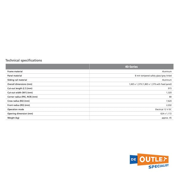 Webasto 40s MRF Manual Sliding Roof 1.870 x 1.379 mm - 3398394a