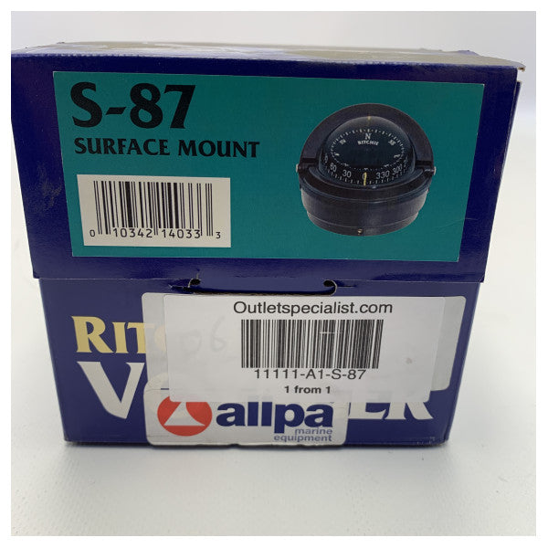 Ritchie S-87 flydende kompas sort med belysning 12/24V