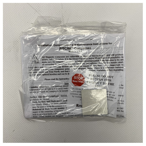 Ritchie S-87 flydende kompas sort med belysning 12/24V