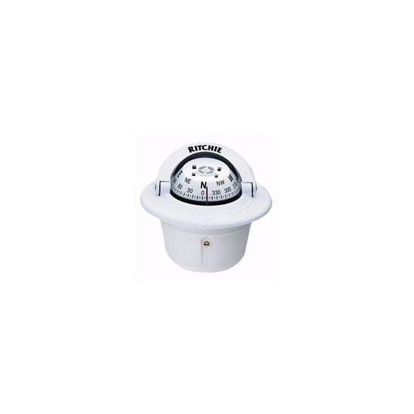 Ritchie HF-79W Flush Mount Compass White mit Licht 12/24 V