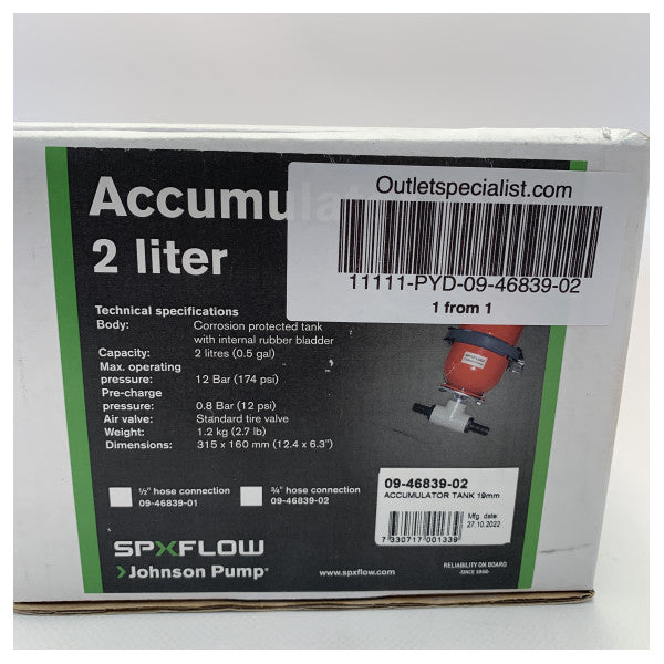 Johnson 09-46839-02 Tank tal-Akkumulatur Red 2L