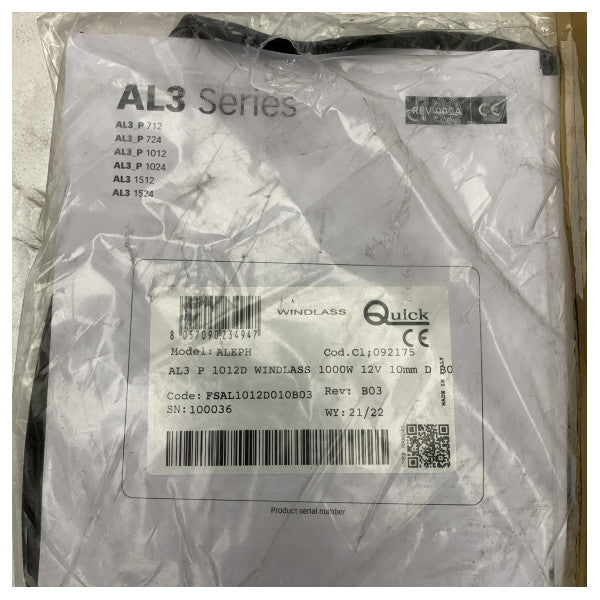 クイックアレフAL3ロープロファイル1000W｜10MM｜12V電動ウインドラス