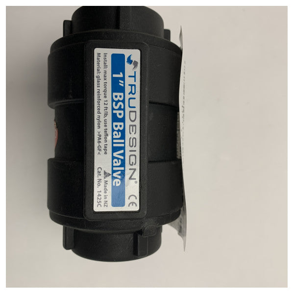 Trudesign 1-BSP 1 ίντσας μαύρη πλαστική σφαιρική βαλβίδα 1-BSP