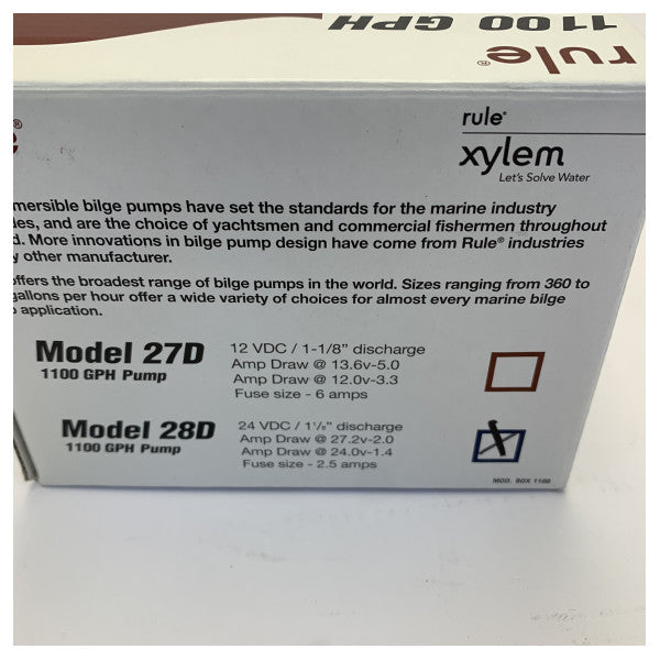 Kural 1100 GPH Daldırma Bilge Pompası 24V - 28D 