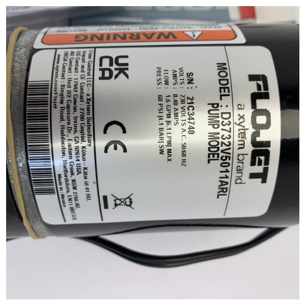 Flojet D3732V5011ARL Самозасмукваща течна помпа 6.1L/m 230V 60 psi 