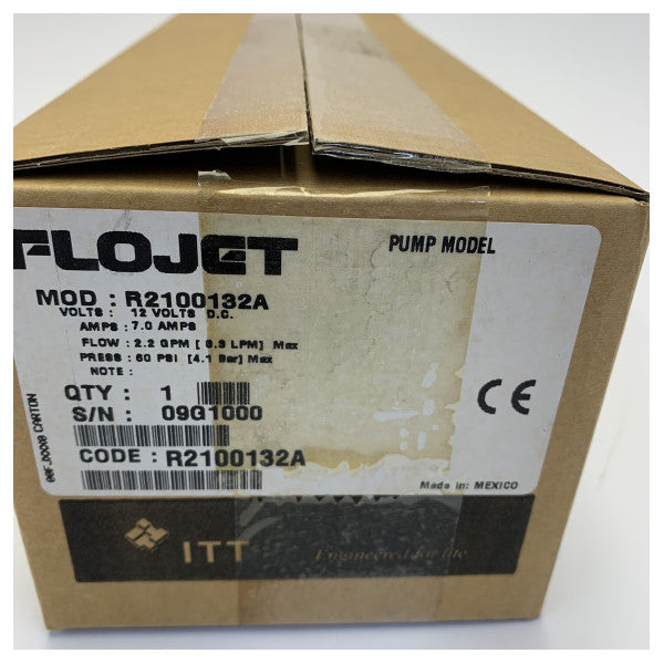 フロジェットダイアフラム式淡水ポンプ 12V 8.3L/m 60 PSI - R2100132A 