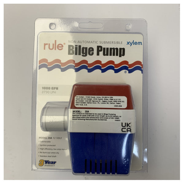 Regel 1000 GPH Tauchbilgepumpe 12V 3785L/Stunde 