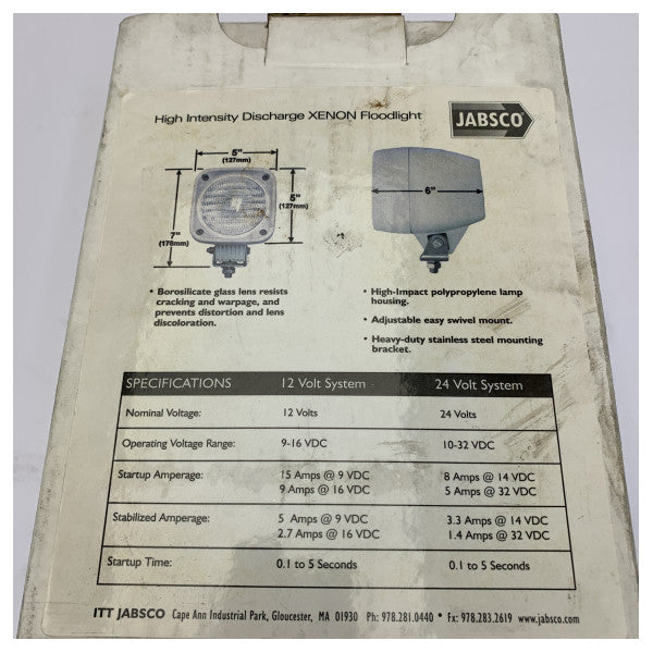Jabsco Faro Xenon 12V 15 Amp Marine Flutlicht - 63142-0012 