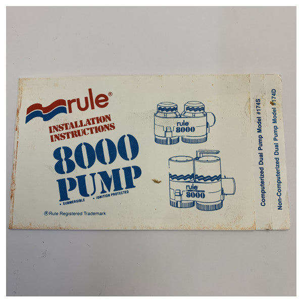 Pompe de cale Rule 8000 GPH 12V - Pompe submersible Marine 174D 