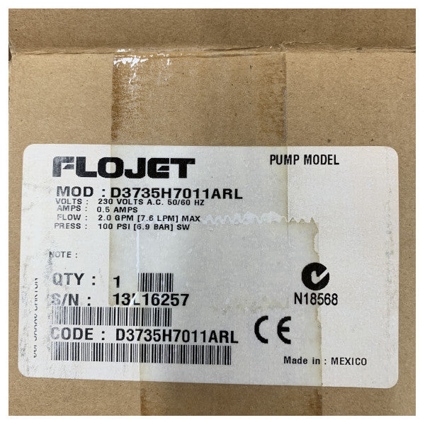 Flojet MPU 230V E/S 3C SW100 7,6 LPM membranpumpe - marint vandpumpe 